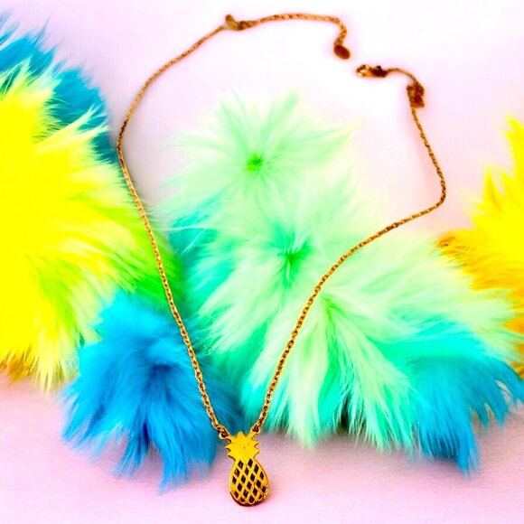 By STERLING FOREVER Pineapple Cutout Pendant Necklace Silver & Gold Wash GIRLS - Picture 4 of 10